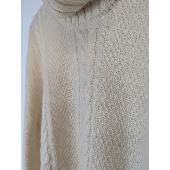 NWT Eddie Bauer Fisherman Sweater Turtle Neck Tunic Cable Knit Cream Womens XXL - Picture 2 of 8